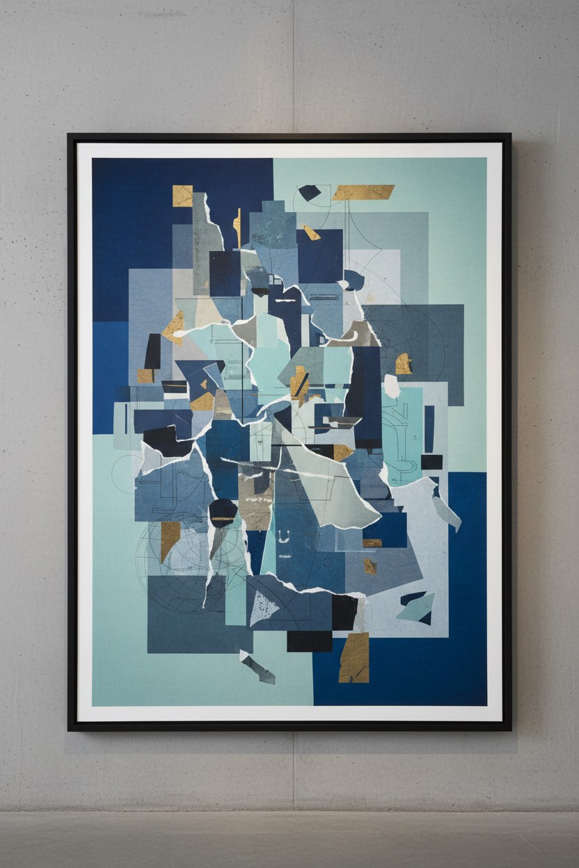Arşiv baskısı — soğuk tonlu kolaj